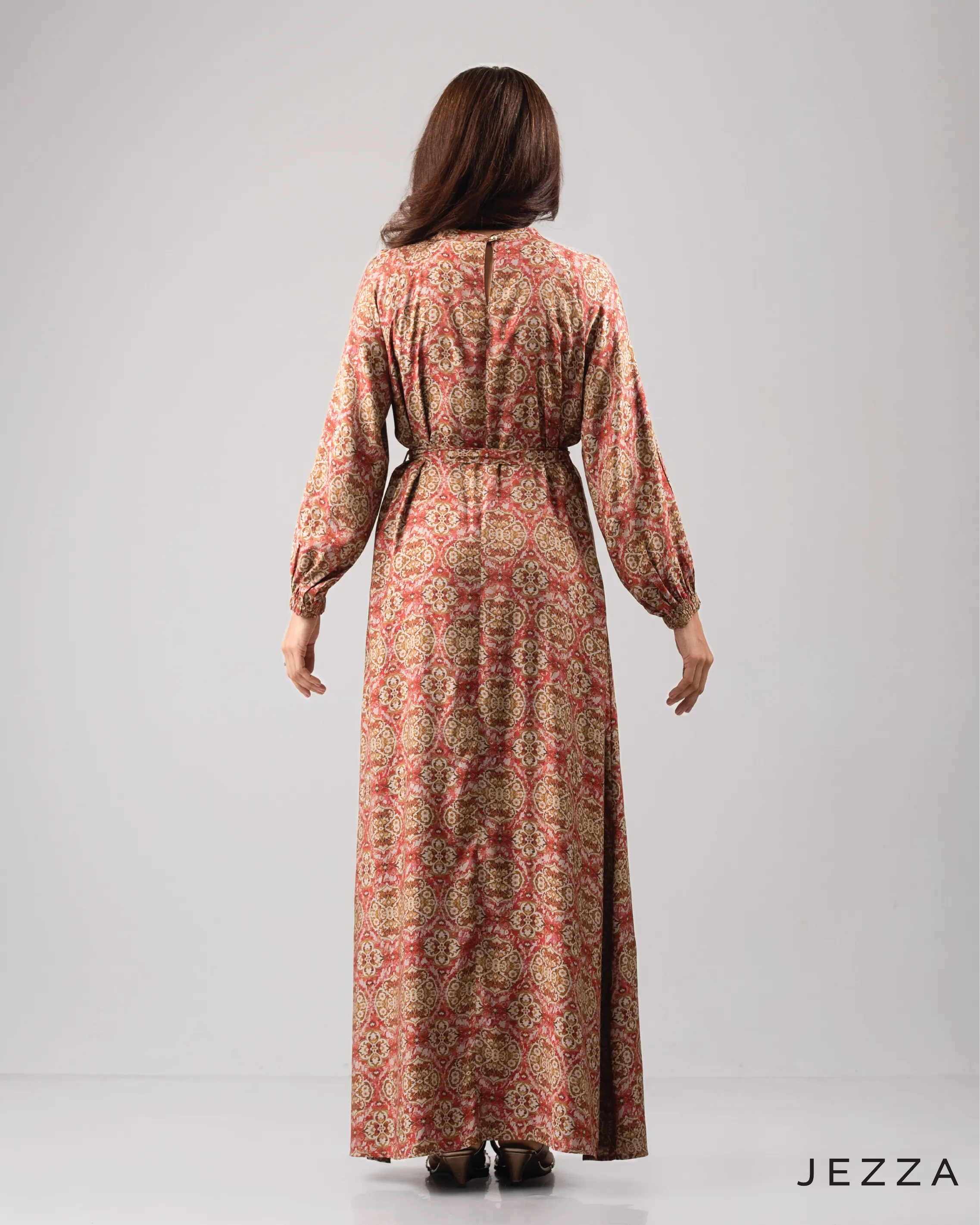 Printed Polyester Ankle Length Dress 61701