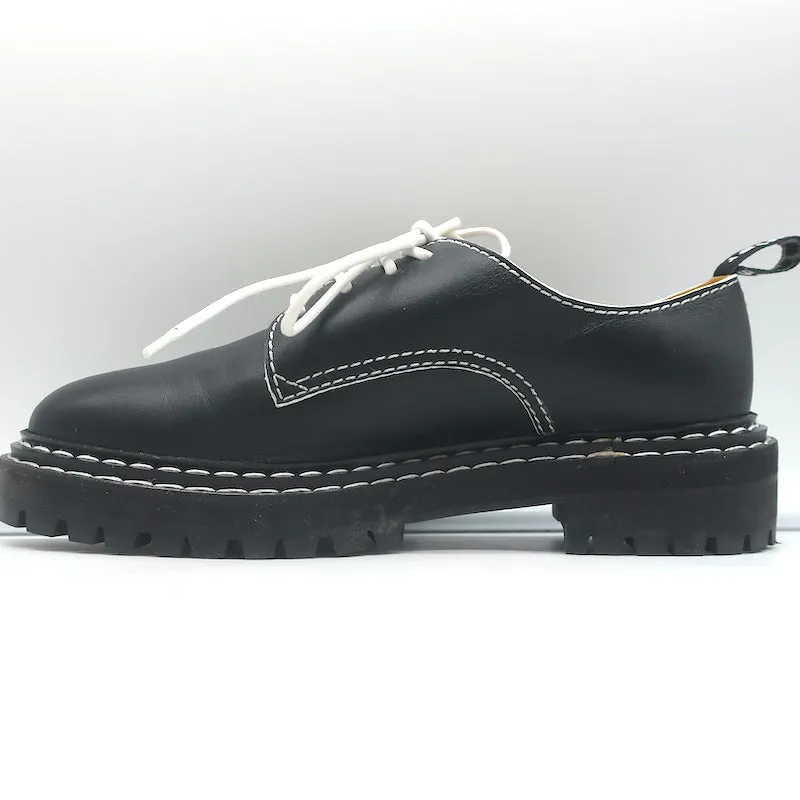 Proenza Schouler Marmy Lug Sole Oxfords Black Topstitched Leather Size 41