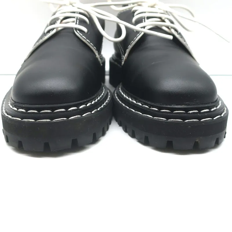 Proenza Schouler Marmy Lug Sole Oxfords Black Topstitched Leather Size 41