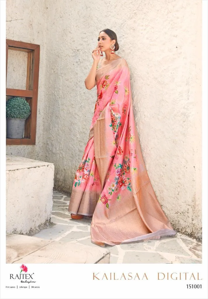 Rajtex Launched Kailassa Digital Weaving Printed Casual Wear Sarees