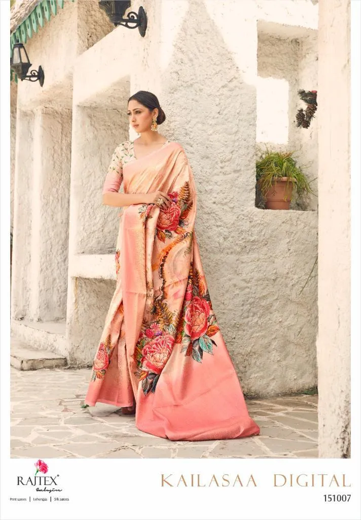 Rajtex Launched Kailassa Digital Weaving Printed Casual Wear Sarees