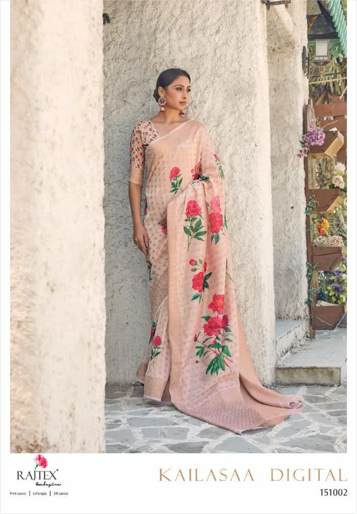 Rajtex Launched Kailassa Digital Weaving Printed Casual Wear Sarees