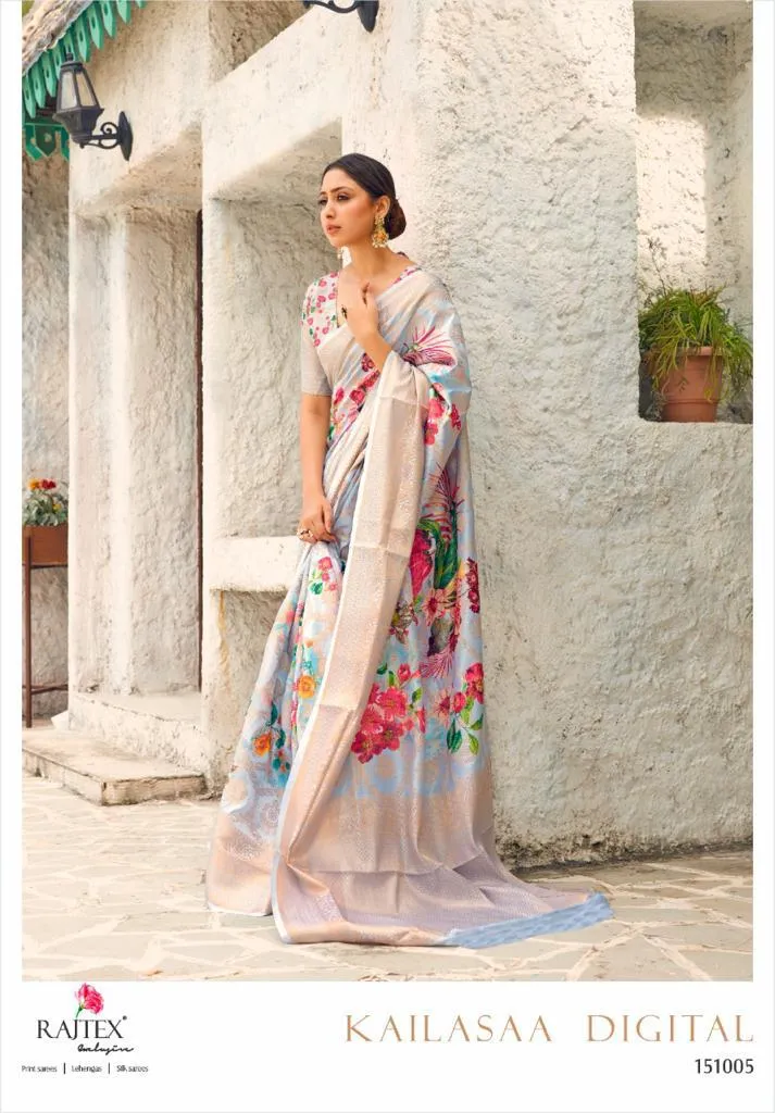 Rajtex Launched Kailassa Digital Weaving Printed Casual Wear Sarees