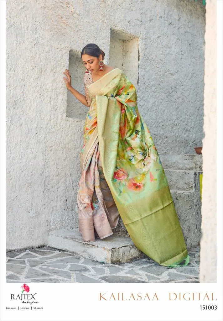 Rajtex Launched Kailassa Digital Weaving Printed Casual Wear Sarees