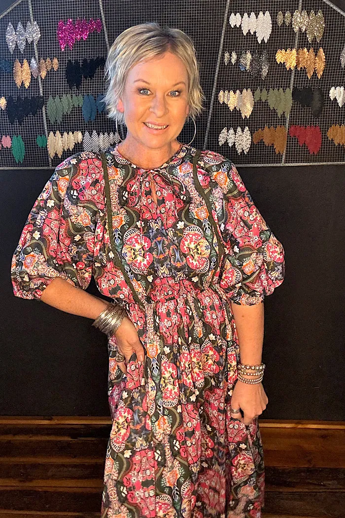 REMI MAXI DRESS - OLIVE FLEURON