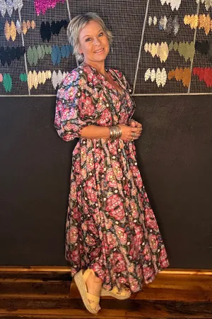 REMI MAXI DRESS - OLIVE FLEURON