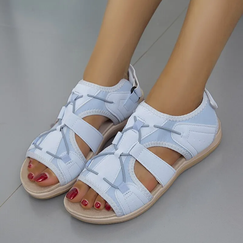 Rimocy Women's Sandals  New Hook Loop Platform Flat Heels Sandals Woman Comfortable Soft Bottom Non-slip Sandalias De Mujer