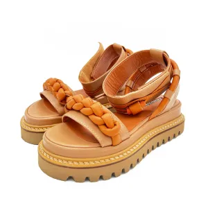 SHR Braided Sunrise beige leather sandals