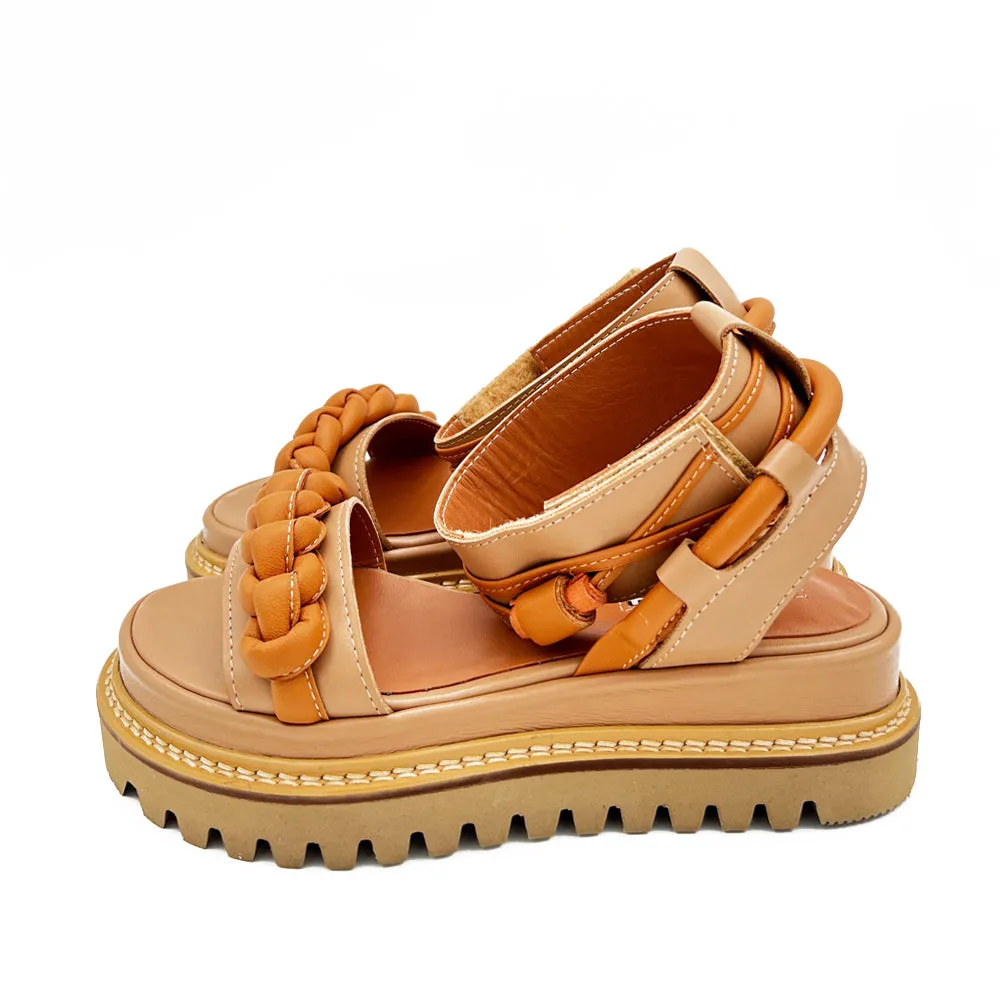 SHR Braided Sunrise beige leather sandals