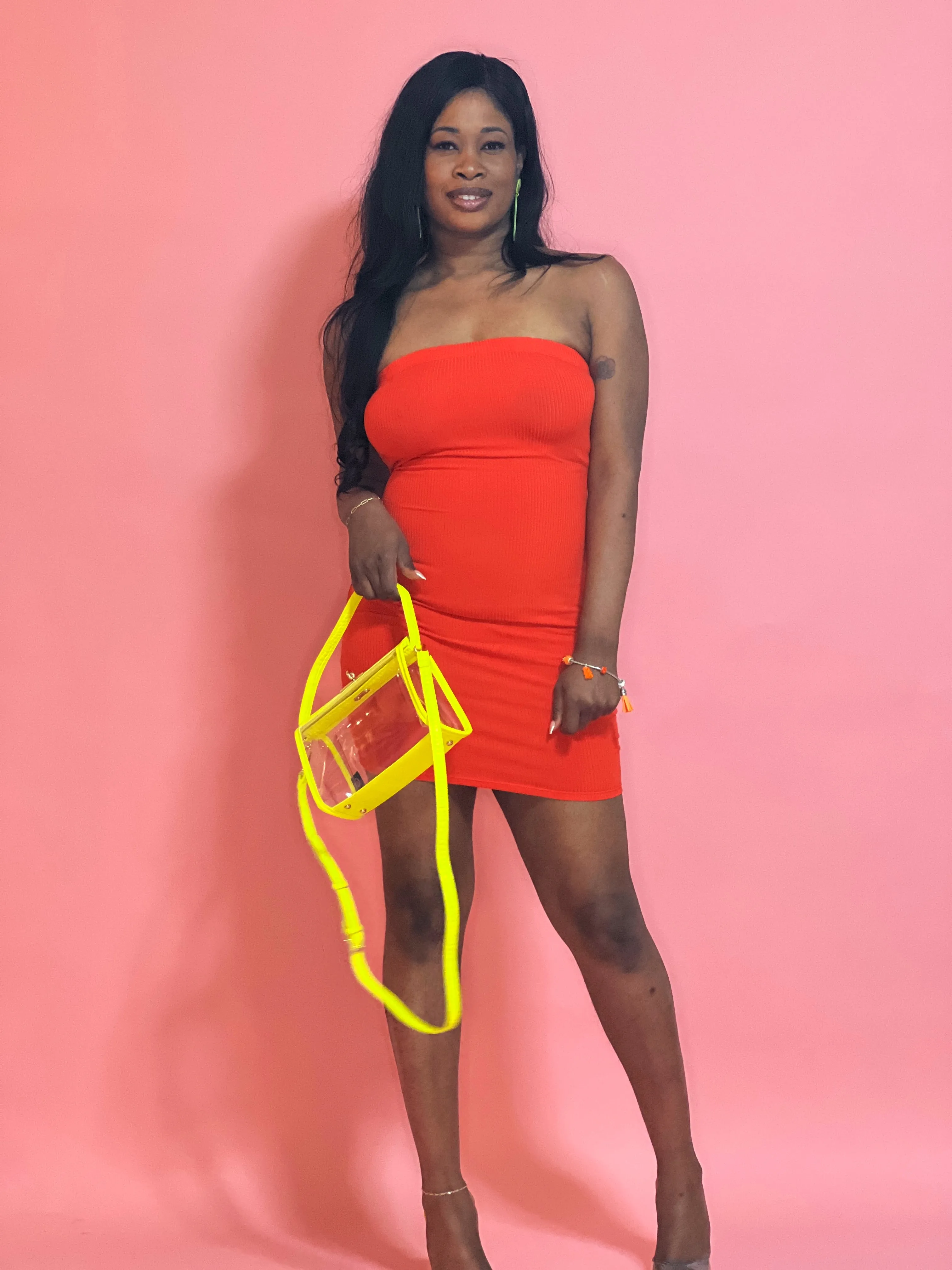 Sienna Midi Tube Dress (Orange)