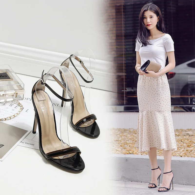 Simple Ankle Straps High Heels Party Sandals