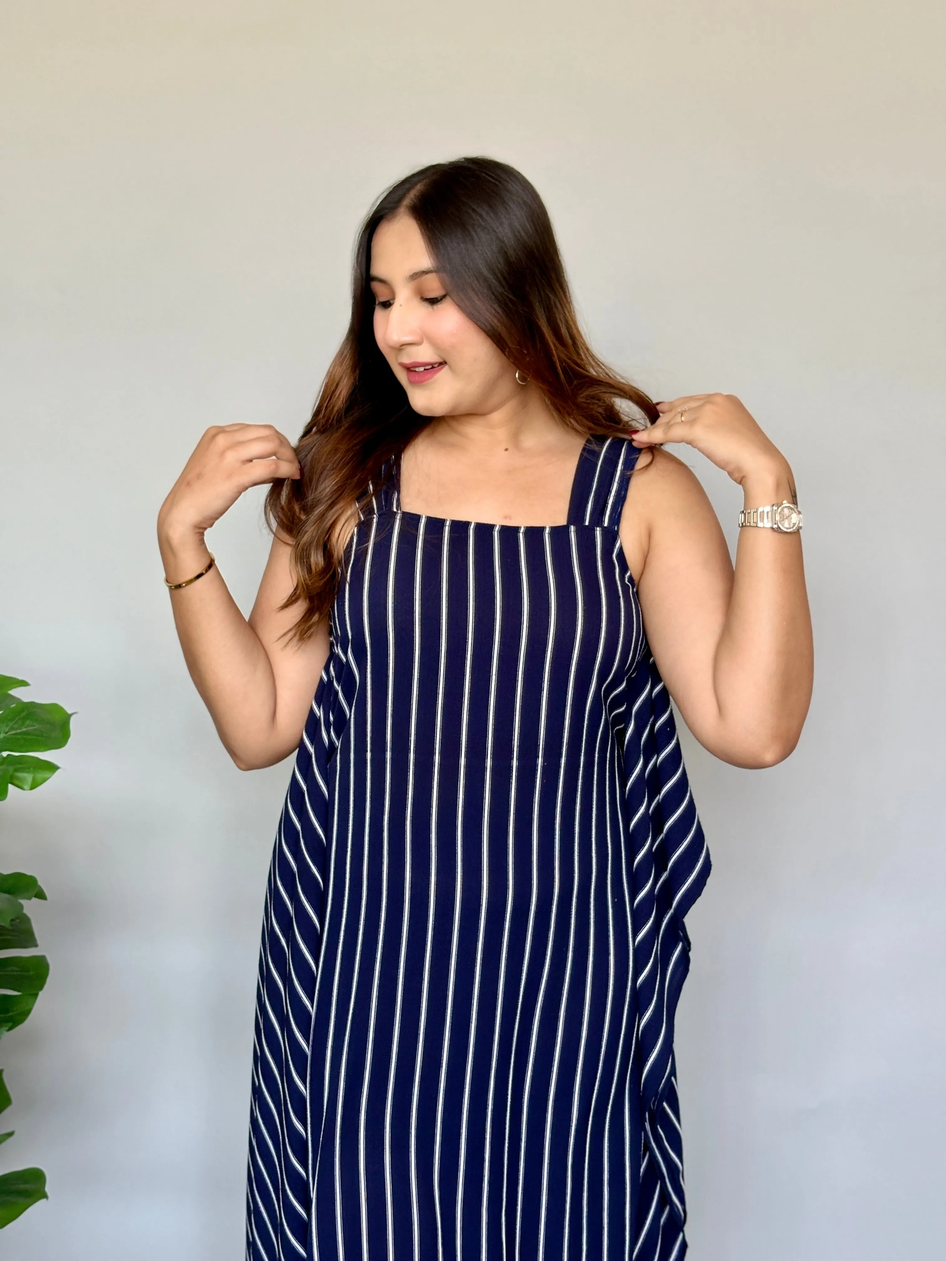 Strapy Blue One Sided Kaftan Dress