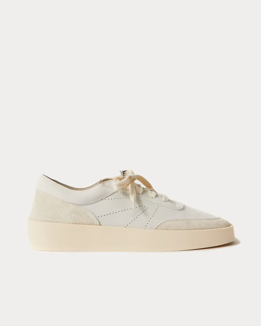 Suede-Trimmed Nubuck Light Grey Low Top Sneakers