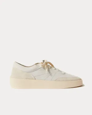 Suede-Trimmed Nubuck Light Grey Low Top Sneakers
