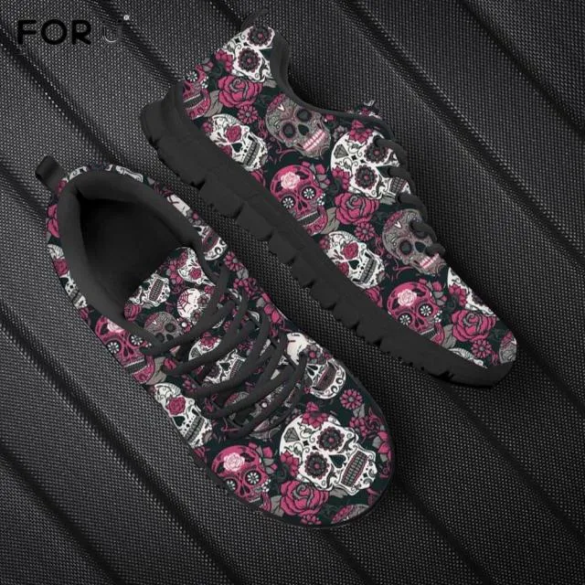 Sugar Skull Printed Men Breathable Sneakers