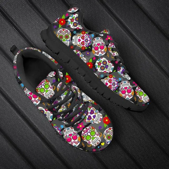Sugar Skull Printed Men Breathable Sneakers