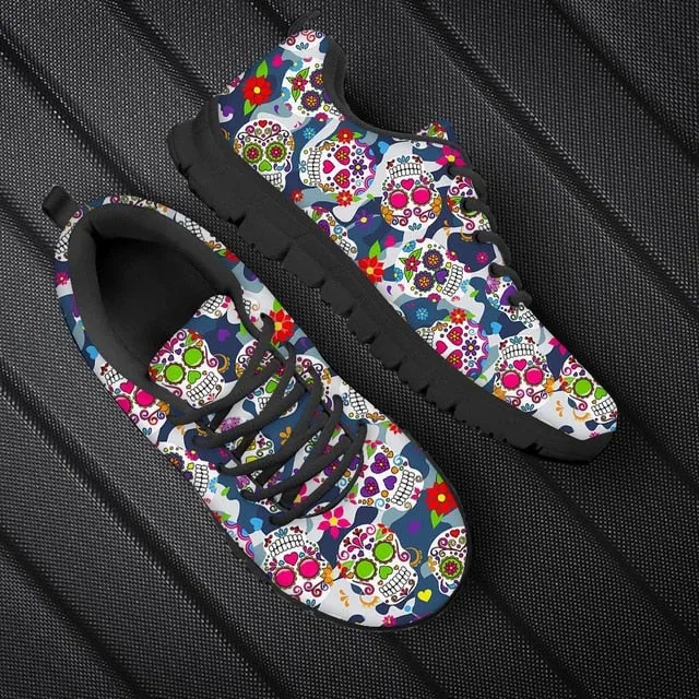 Sugar Skull Printed Men Breathable Sneakers