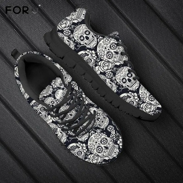 Sugar Skull Printed Men Breathable Sneakers