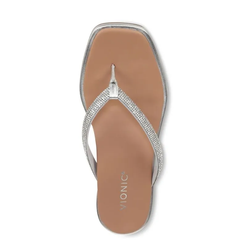 Vionic Vista Shine Silver Women's Flipflops