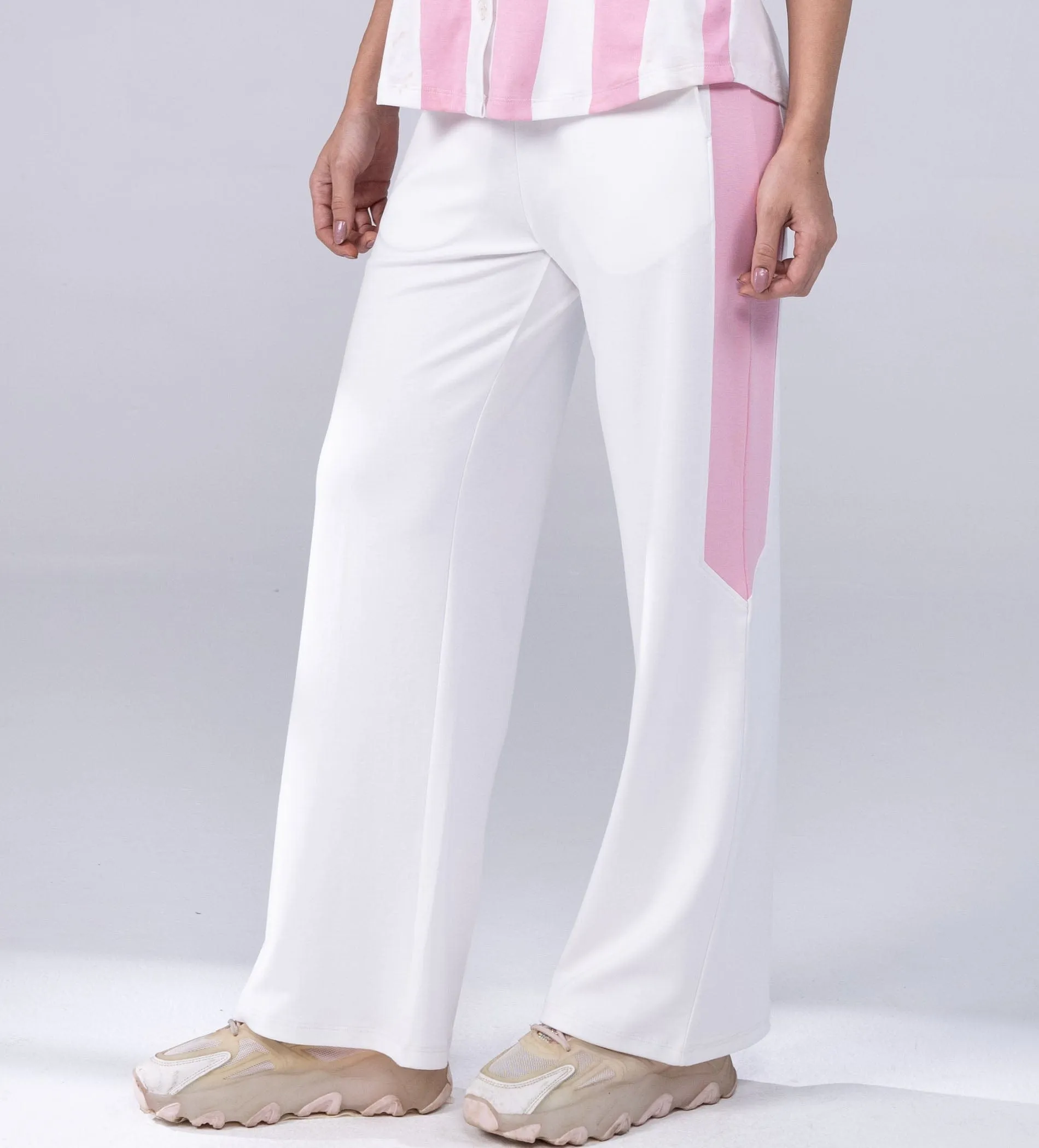 White wide leg Trackpants