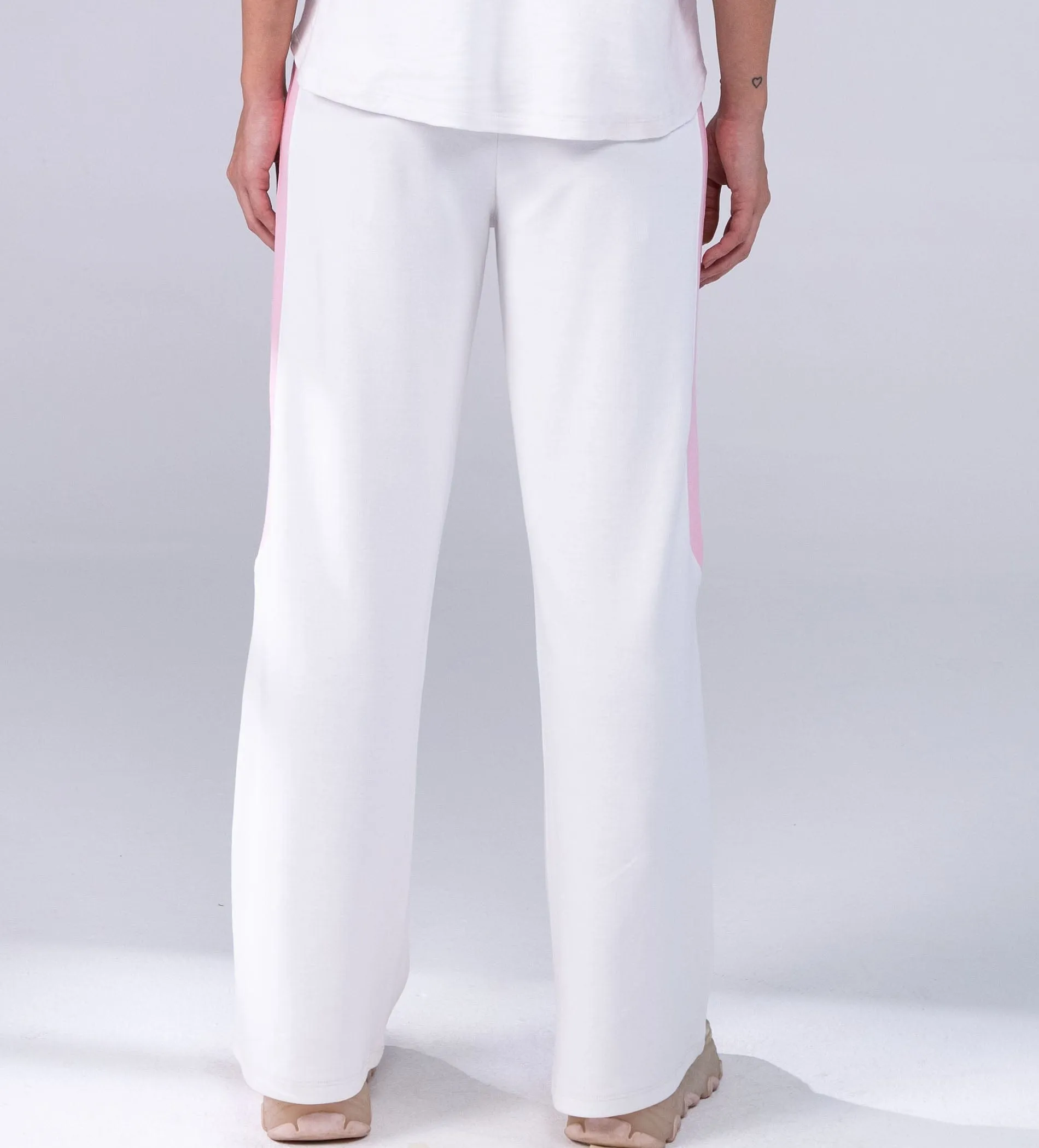 White wide leg Trackpants