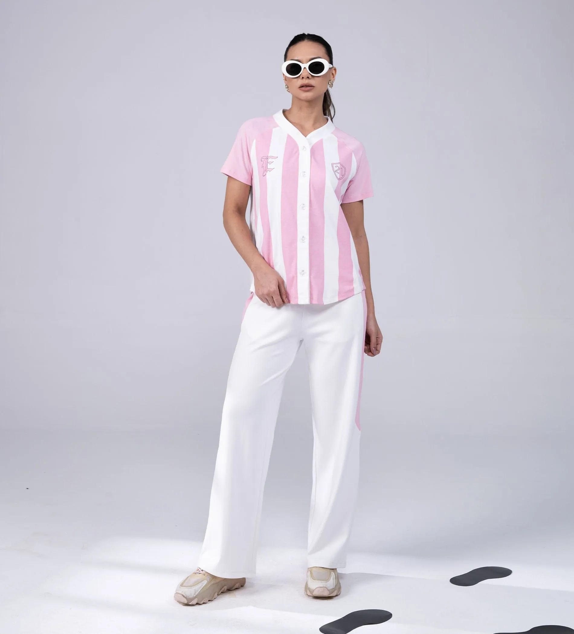 White wide leg Trackpants