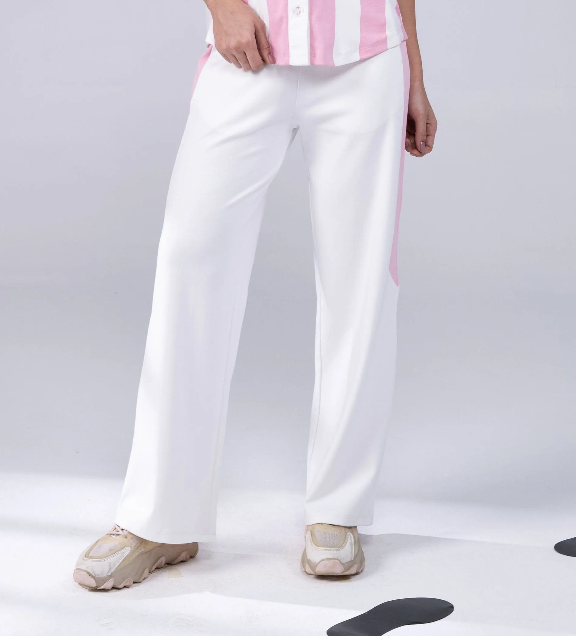 White wide leg Trackpants