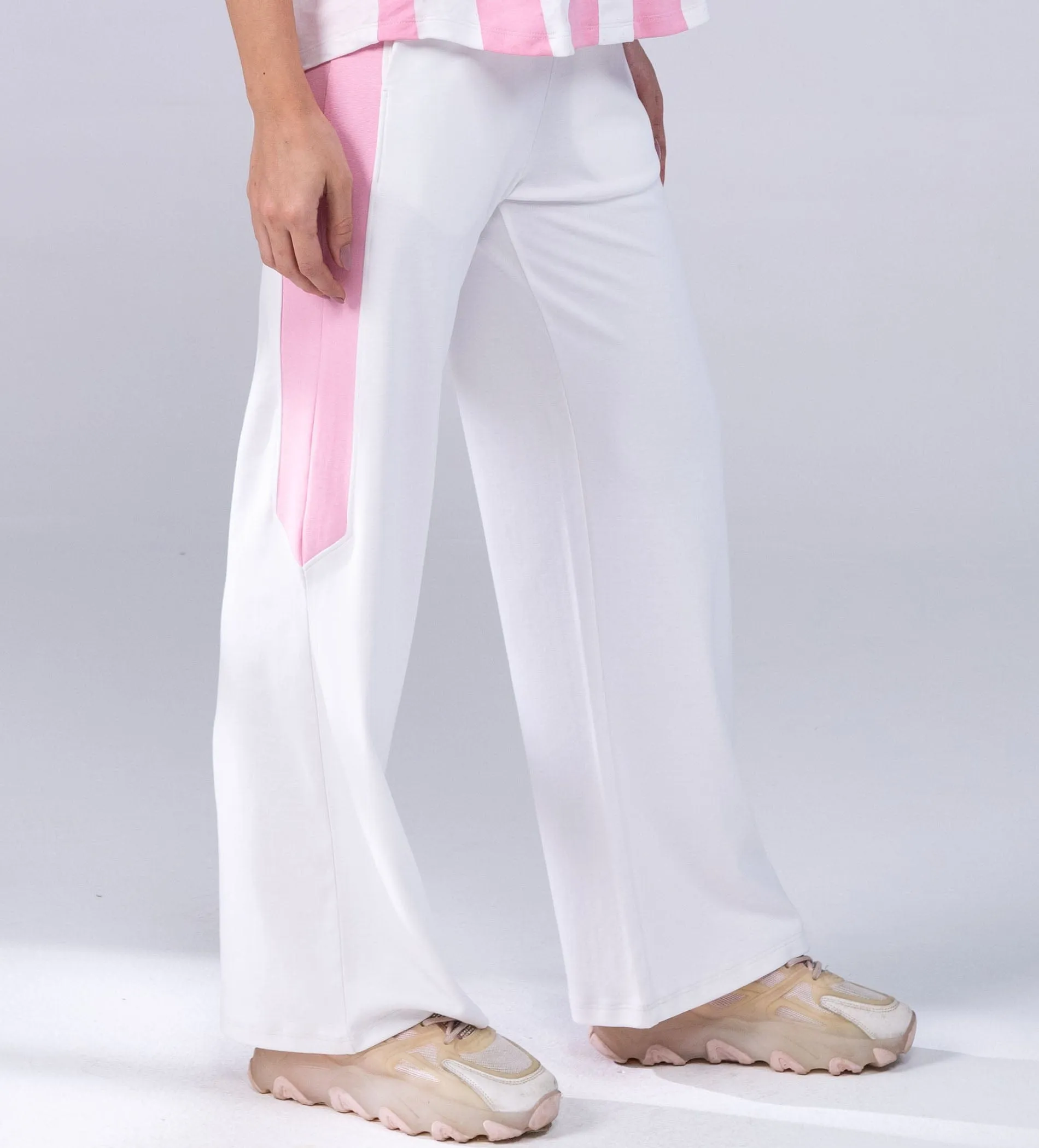 White wide leg Trackpants