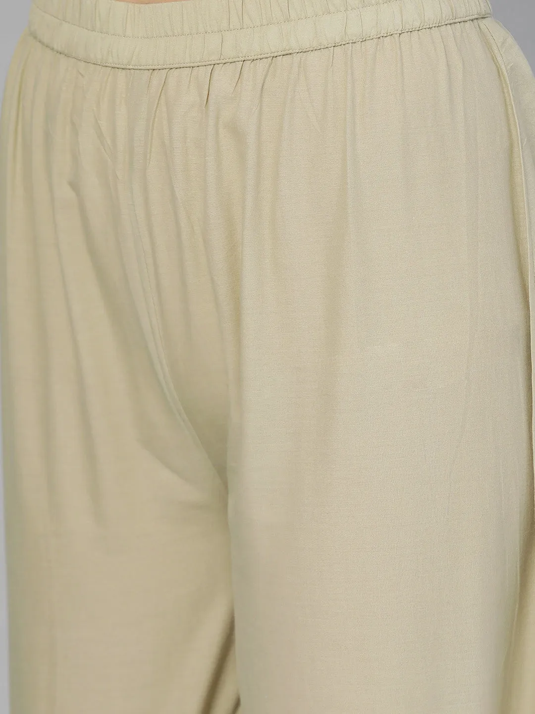 Women Olive Green Embroidered Kurta Set