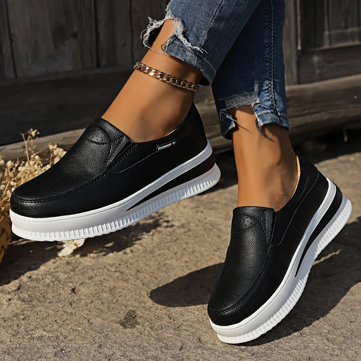 Women's Casual Loafers, Faux Leather Slip-on Shoes
