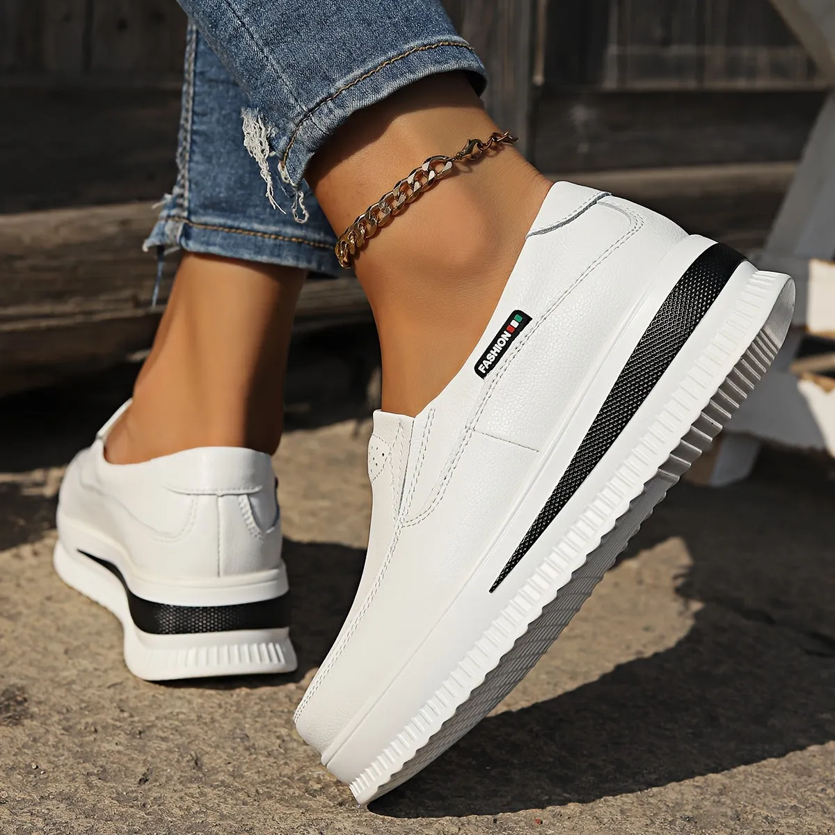 Women's Casual Loafers, Faux Leather Slip-on Shoes