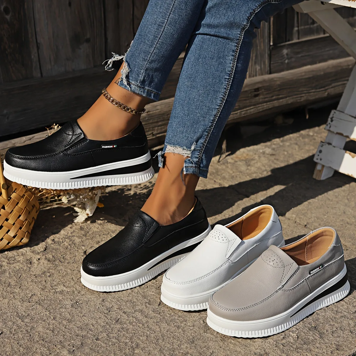 Women's Casual Loafers, Faux Leather Slip-on Shoes