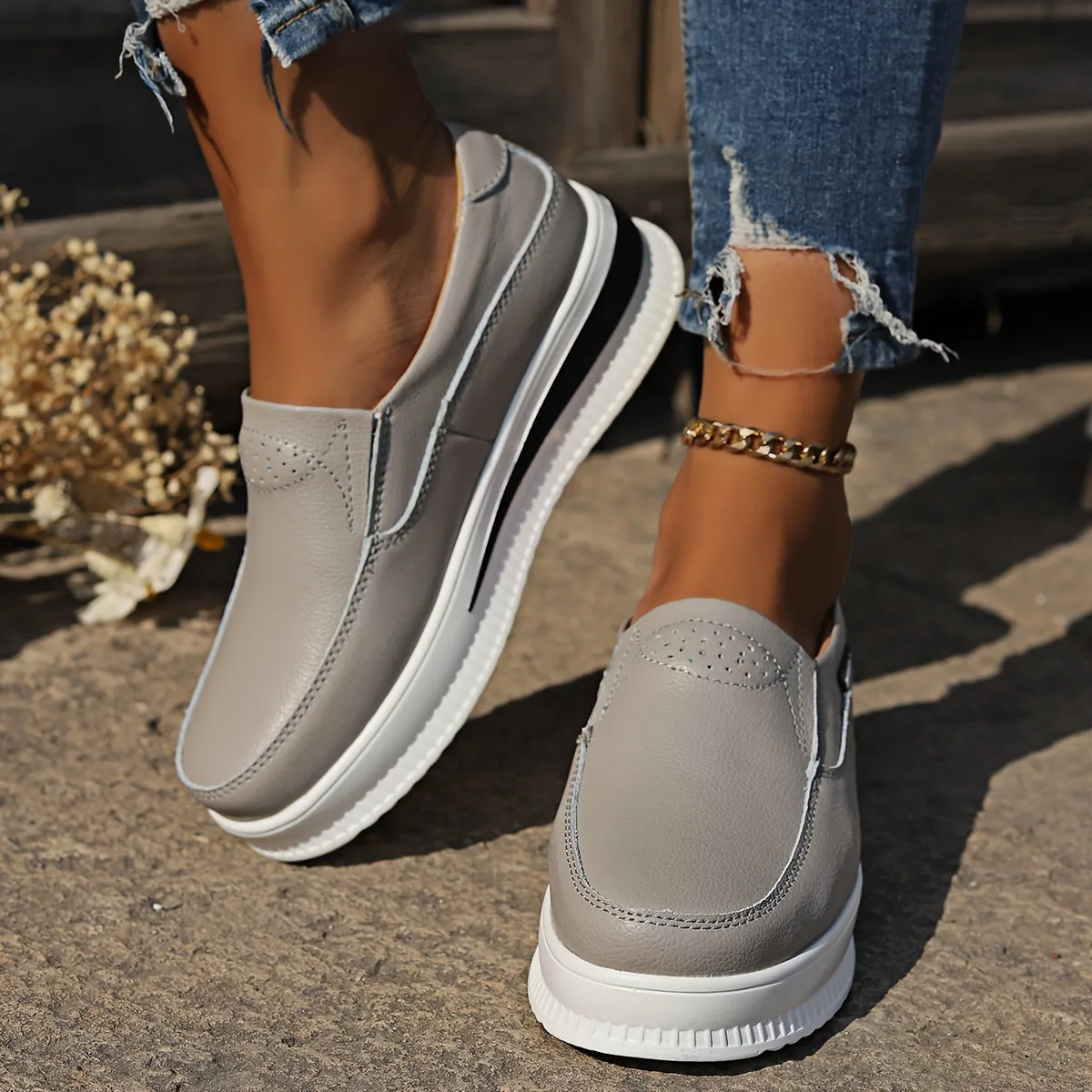 Women's Casual Loafers, Faux Leather Slip-on Shoes