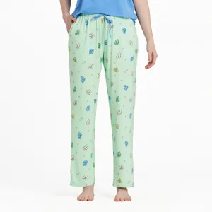 Women's Flip Flop Daisy Pattern Lightweight Sleep Pant