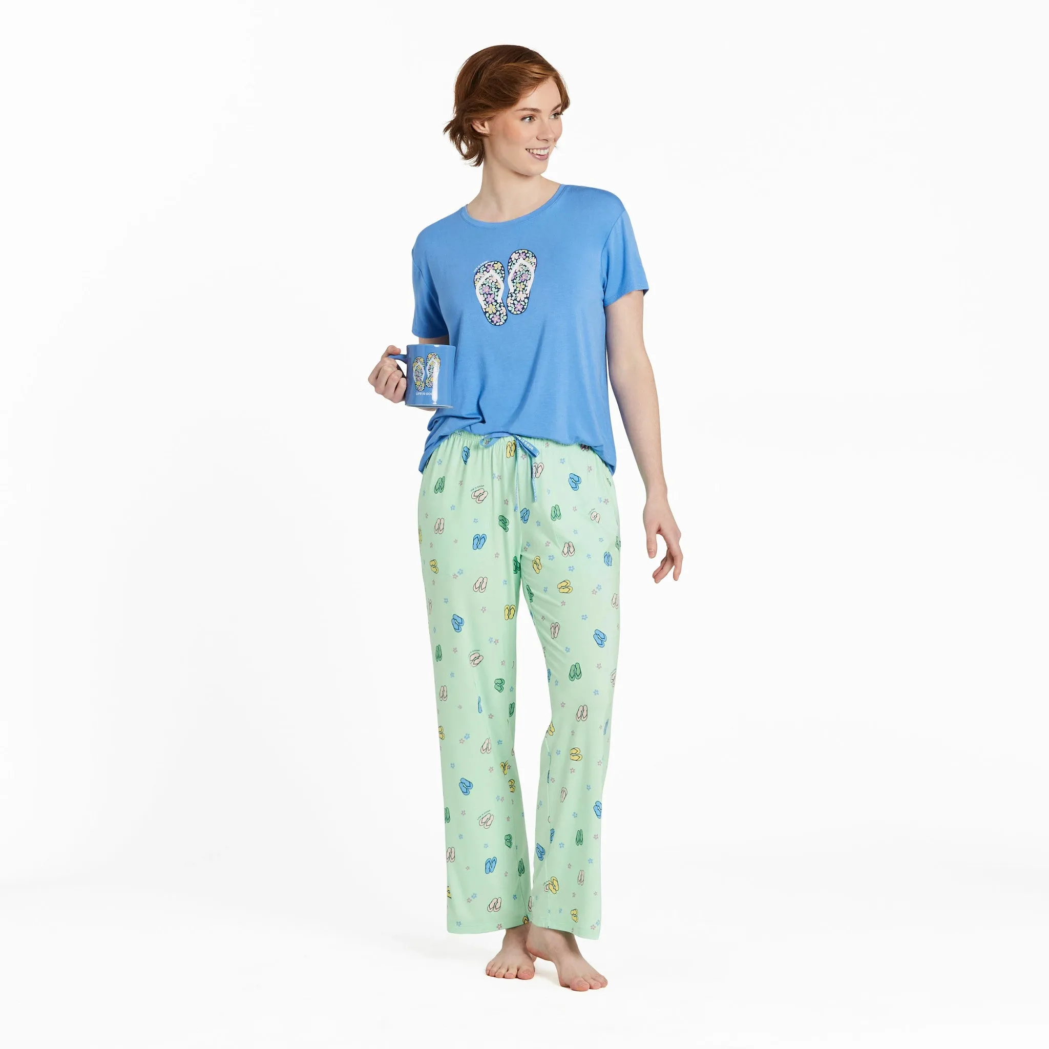 Women's Flip Flop Daisy Pattern Lightweight Sleep Pant