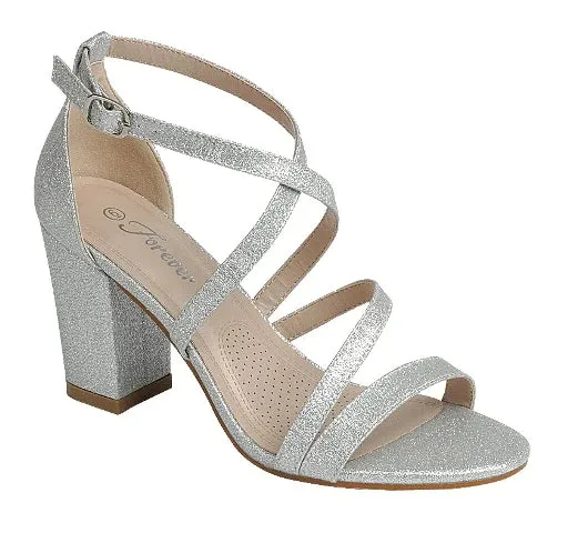 Women's Strappy Open Toe Sandal with Ankle Strap & Block Heel